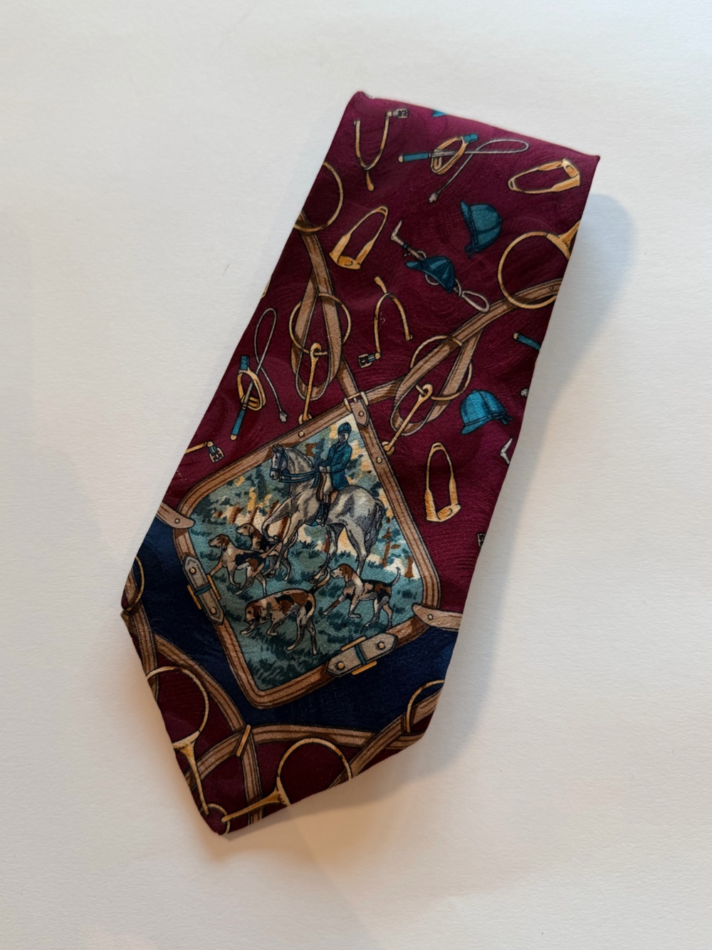 Vintage Hamley Scott 100% Silk Equestrian Horse Riding Novelty Tie